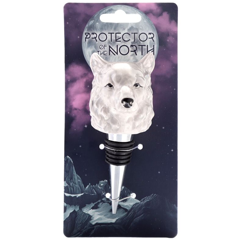 Ceramic Protector of the North Wolf Head Bottle Stopper  Material: Ceramic, Metal and Rubber