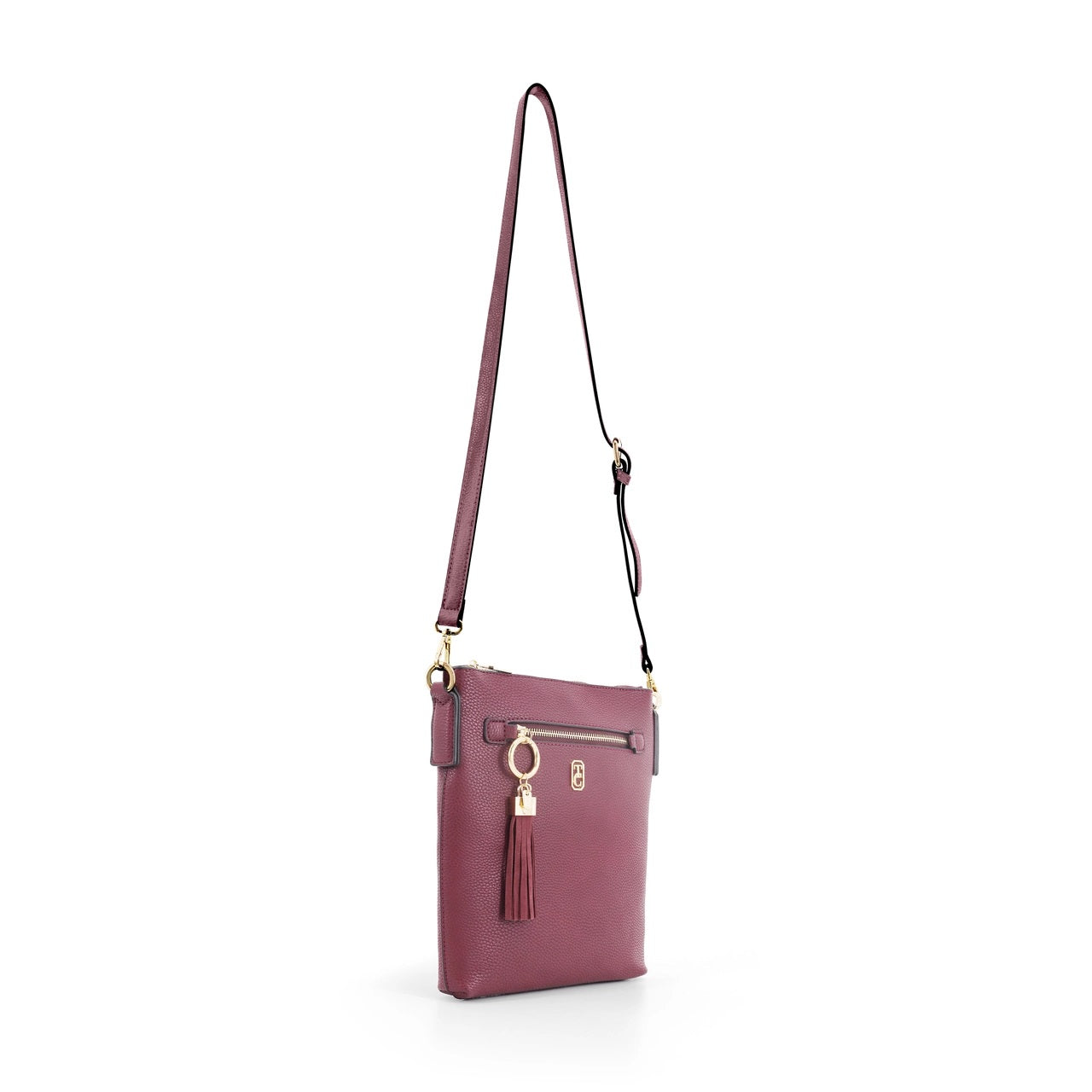 Tipperary Crystal Chelsea Cross Body Pouch - Burgundy New 2022  The Chelsea Cross Body Pouch Burgundy - Rose gold hardware The versatile and trendy Chelsea can be worn as a cross body and also over the shoulder. The Chelsea has an adjustable strap and easily accessible outside pocket and secure front zip pocket.