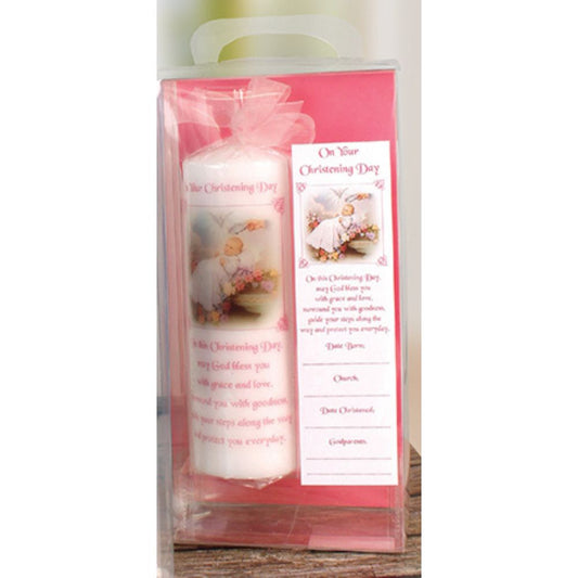 On Your Christening Day - Christening Candle 8 inch Gift Boxed - Girl