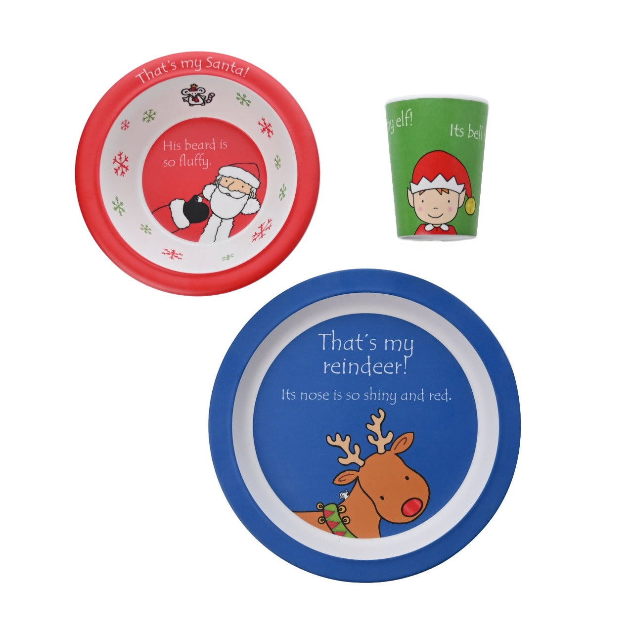 That's Not My Christmas 3 Piece Bamboo Dinner Set  Bring some additional fun to Christmas day by serving your little one's Christmas dinner on this vibrant and fun 3-piece dinner set.