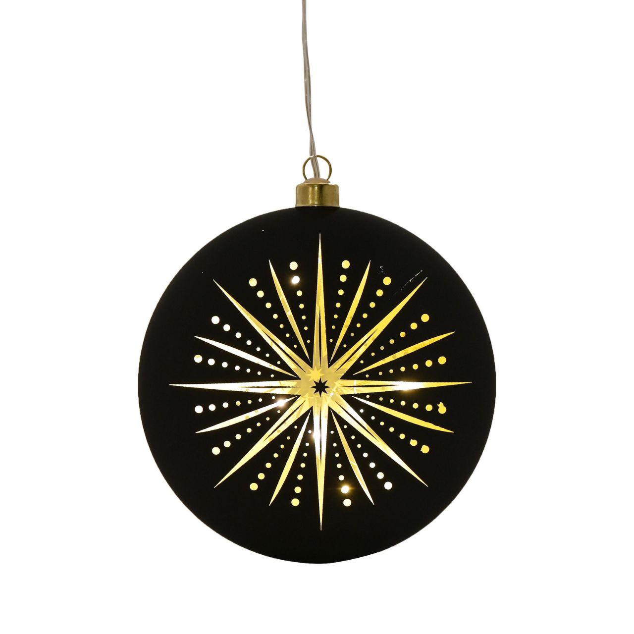 Celestial Blue Christmas  LED Hanging Light Decoration  A celestial blue LED round hanging light decoration by THE SEASONAL GIFT CO®.  This celestial decoration takes inspiration from the stars as it shines brightly for all to admire.