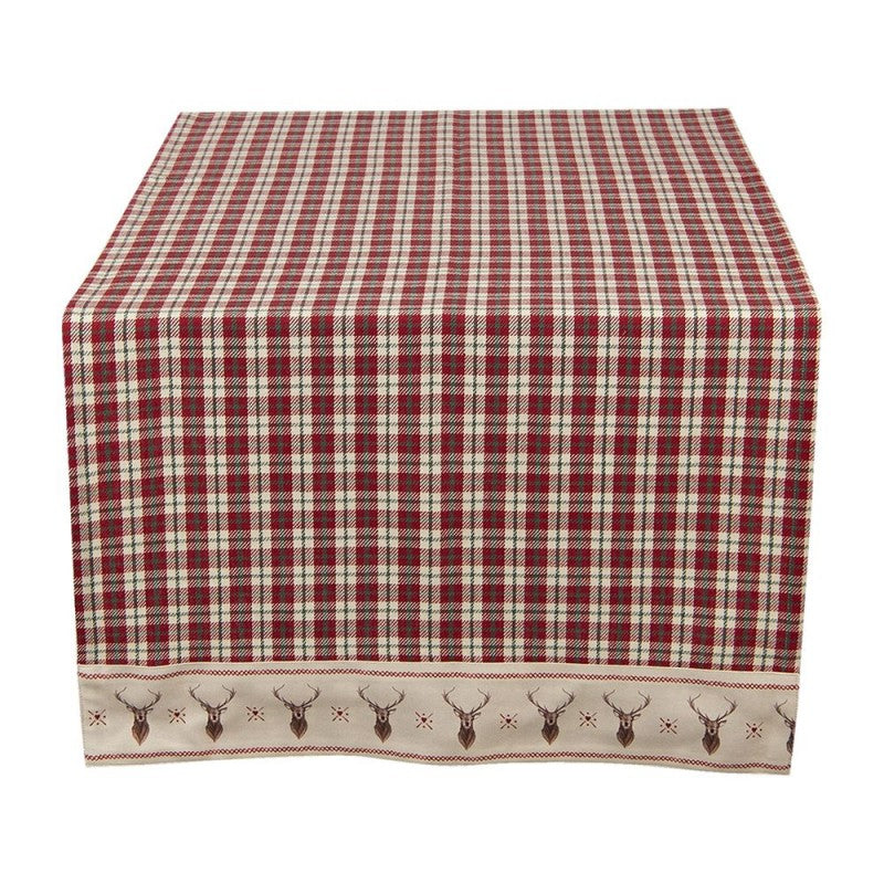 Clayre & Eef Christmas Country Style Rectangle Tablecloth  Red Beige Cotton Rectangle Tablecloth Table Cover
