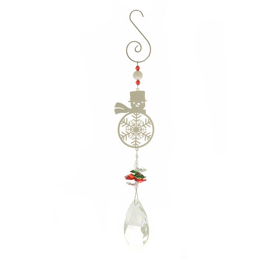 Christmas Crystal Metal Tree Hanging Decoration - Snowman  This crystal tree hanging decoration would be a beautiful addition to any tree this year. With a delicate snowman design, a crystal feature, and a gorgeous red gift box, this is sure to bring a smile to the faces of any friends or family this year.