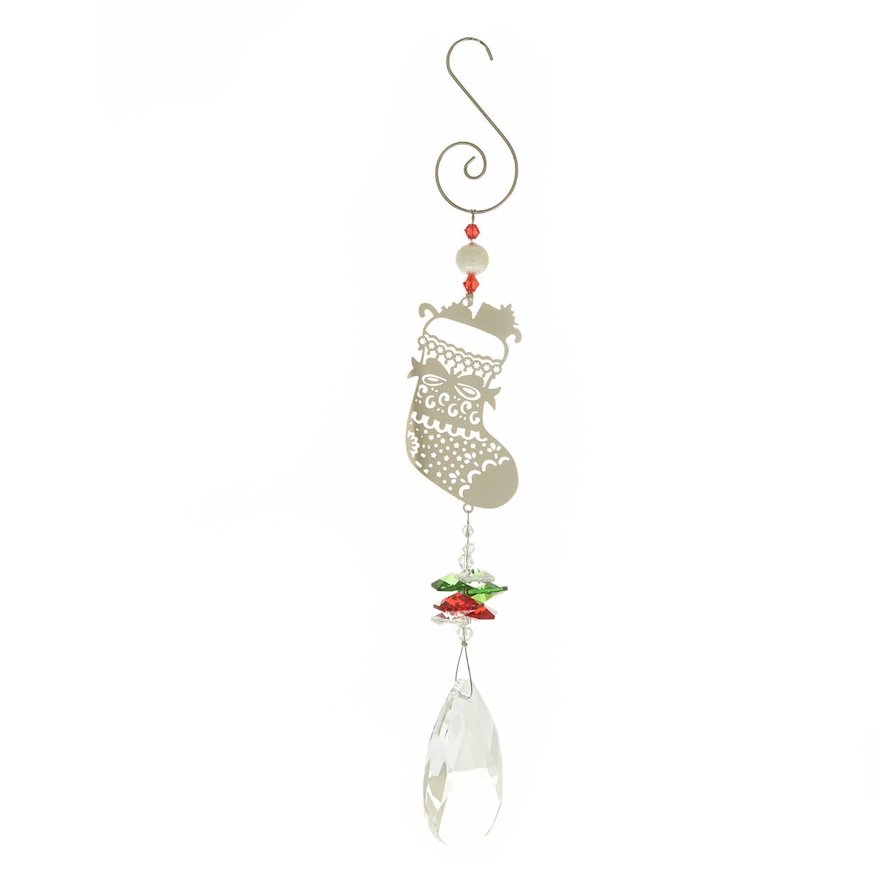 Christmas Crystal Metal Tree Hanging Decoration - Stocking  This crystal tree hanging decoration would be a beautiful addition to any tree this year. With a delicate stocking design, a crystal feature, and a gorgeous red gift box, this is sure to bring a smile to the faces of any friends or family this year.