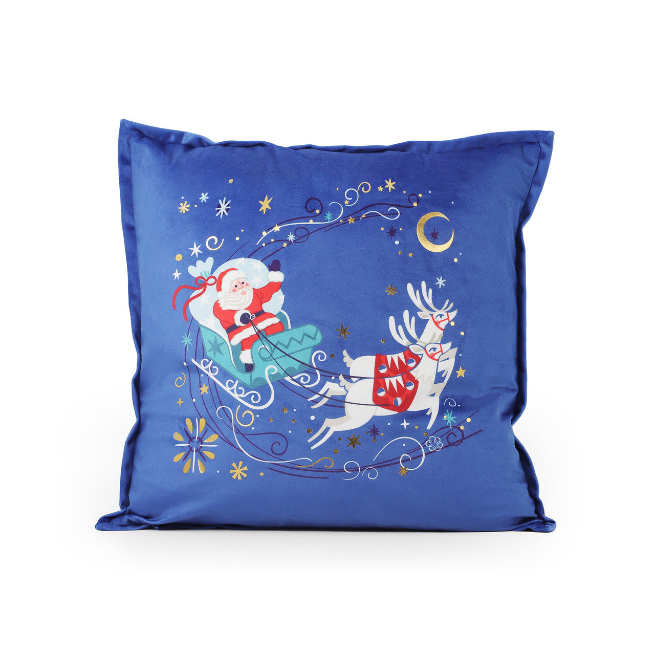Christmas Cushion - Santa on Sleigh - NEW 2022  Gather your loved ones for a holiday celebration to remember. We just Love Christmas! The festive season, the giving of gifts, creating memories and being together with family and loved ones. Have lots of fun with our lovingly designed and created Christmas decorations, each one has a magic sparkle of elf dust!