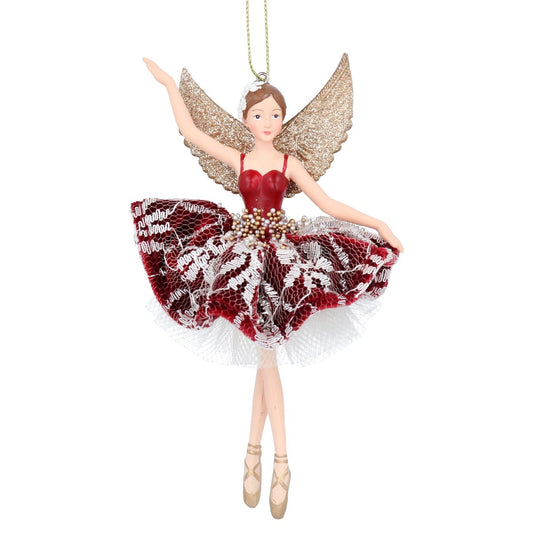 Gisela Graham Lux Burgundy Velvet Fairy Hanging Ornaments 15 cm  Browse our beautiful range of luxury Christmas tree decorations, baubles & ornaments for your tree this Christmas.