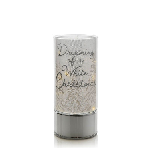 Glass LED Tube Light - Dreaming of a White Christmas 20cm  A unique way to welcome some light into your home this Christmas, this glass LED tube light features a delightful 'Dreaming of a White Christmas' design that is sure to impress your friends and family.