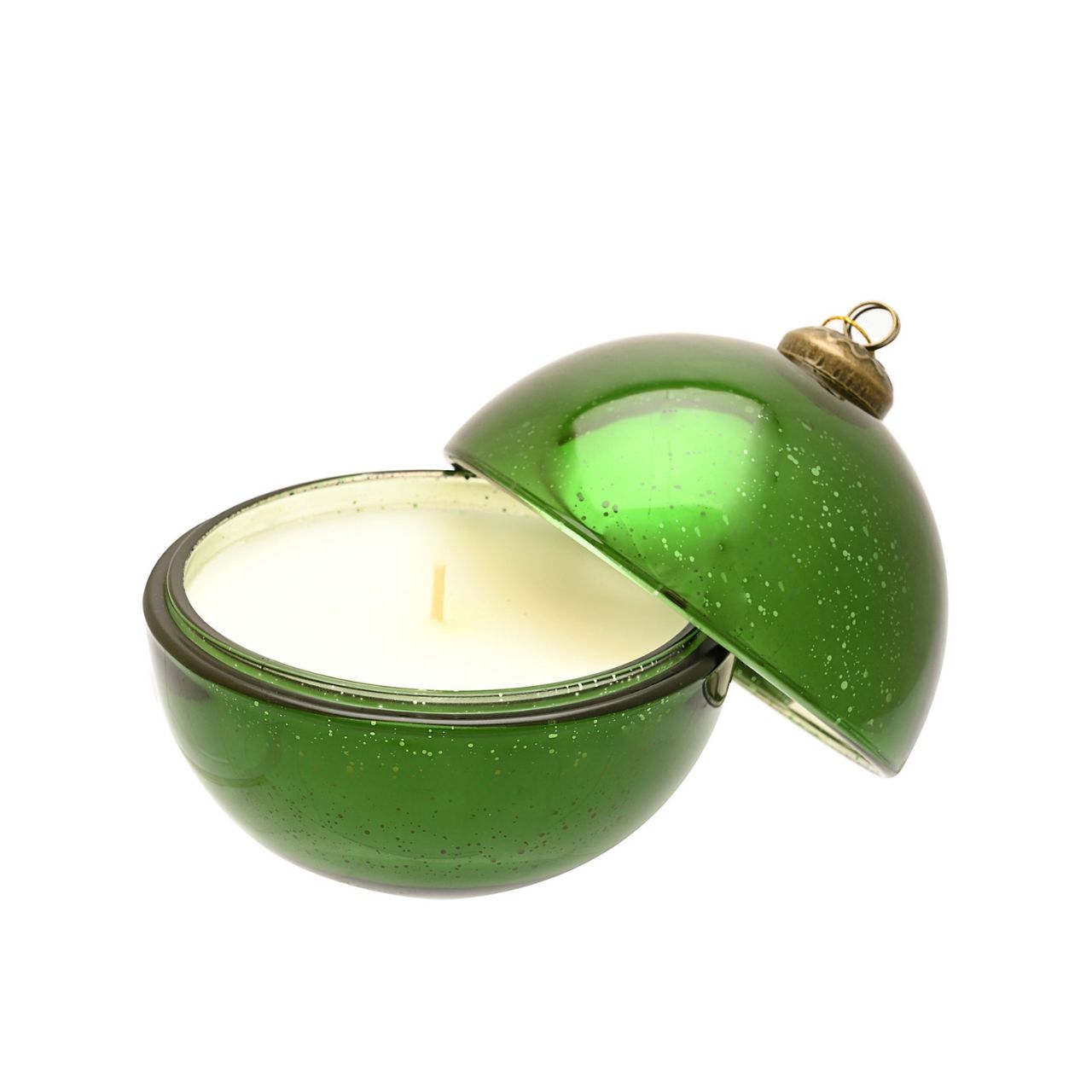 Green Holly & Fir Tree Fragranced Glass Bauble Candle  A Holly & Fir Tree fragranced glass bauble candle.  This aromatic candle makes an eye-catching addition to homes during the festive season.