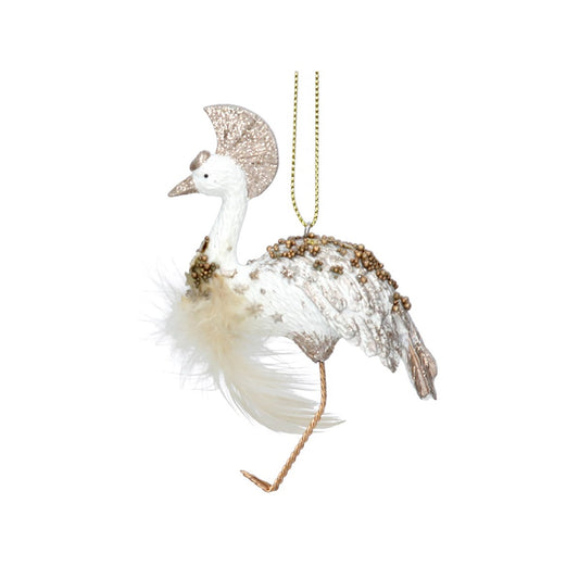Gisela Graham Hanging Ornaments Cream Gold Resin - Crane  Browse our beautiful range of luxury Christmas tree decorations, baubles & ornaments for your tree this Christmas.