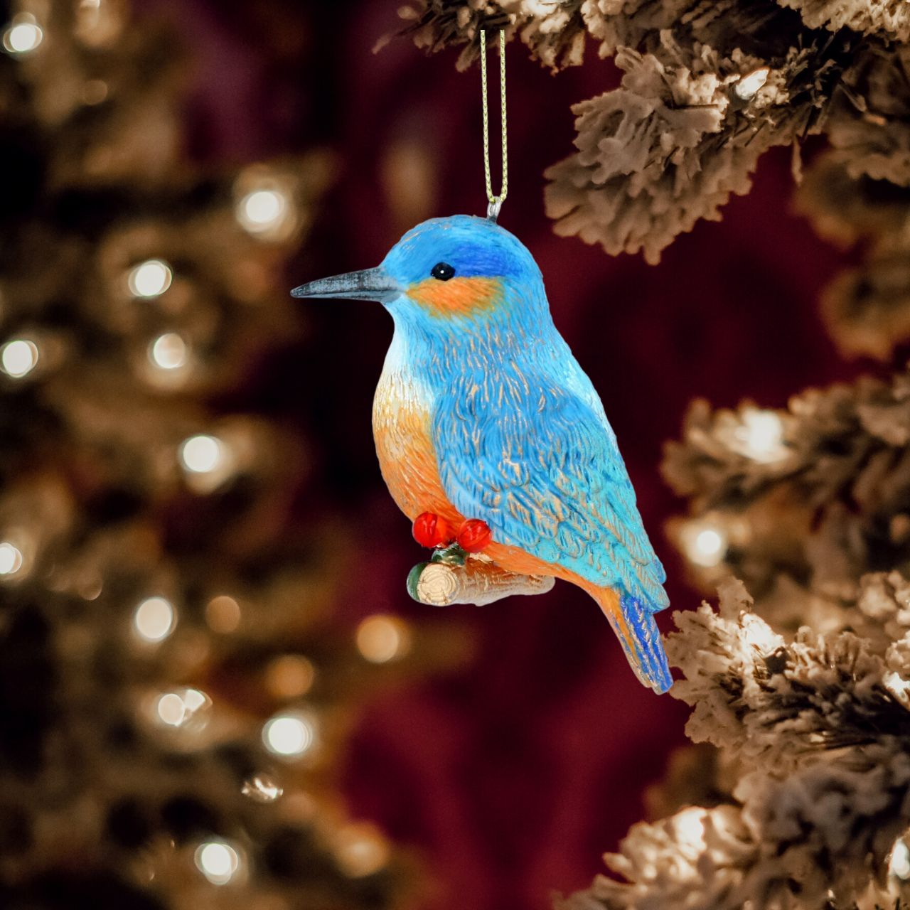 Gisela Graham Kingfisher on Twig Christmas Hanging Ornament  Browse our beautiful range of luxury Christmas tree decorations, baubles & ornaments for your tree this Christmas.