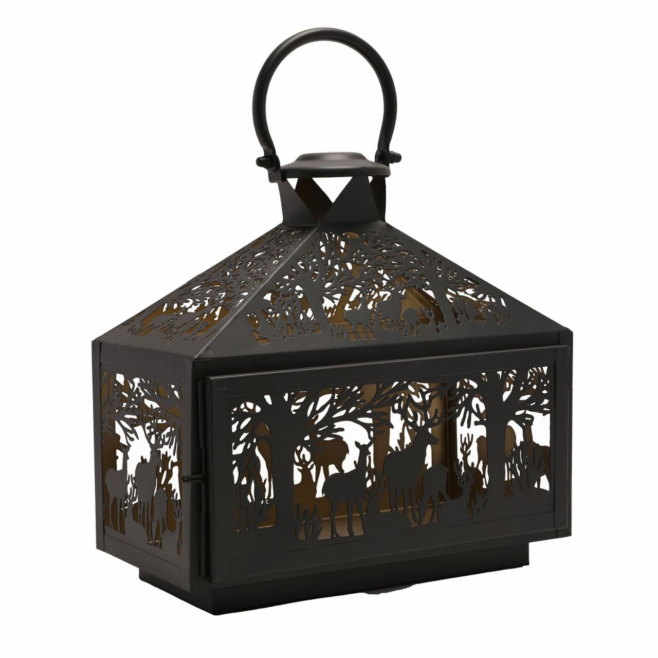 Stag Silhouette Christmas Lantern Rectangular  A rectangular stag silhouette lantern.  This enchanting lantern glistens with festive charm throughout the Christmas period.