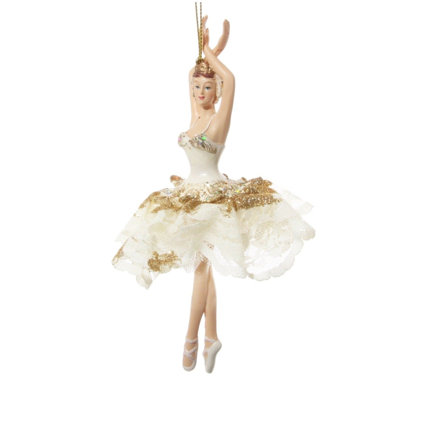 Shishi Ballerina with Cream and Gold Glitter Tutu Hanging Orn - En Point  Browse our beautiful range of luxury festive Christmas tree decorations, baubles & ornaments for your tree this Christmas.