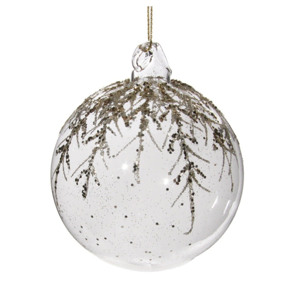 Shishi Clear Glass Ball with Glitter Fern Christmas Hanging Ornament Set of 6  Browse our beautiful range of luxury festive Christmas tree decorations, baubles & ornaments for your tree this Christmas.