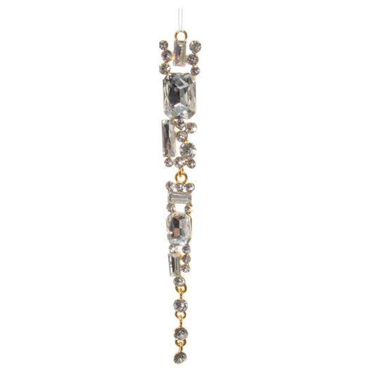 Shishi Burgundy Clear Gem Icicle with Gold Christmas Hanging Ornament