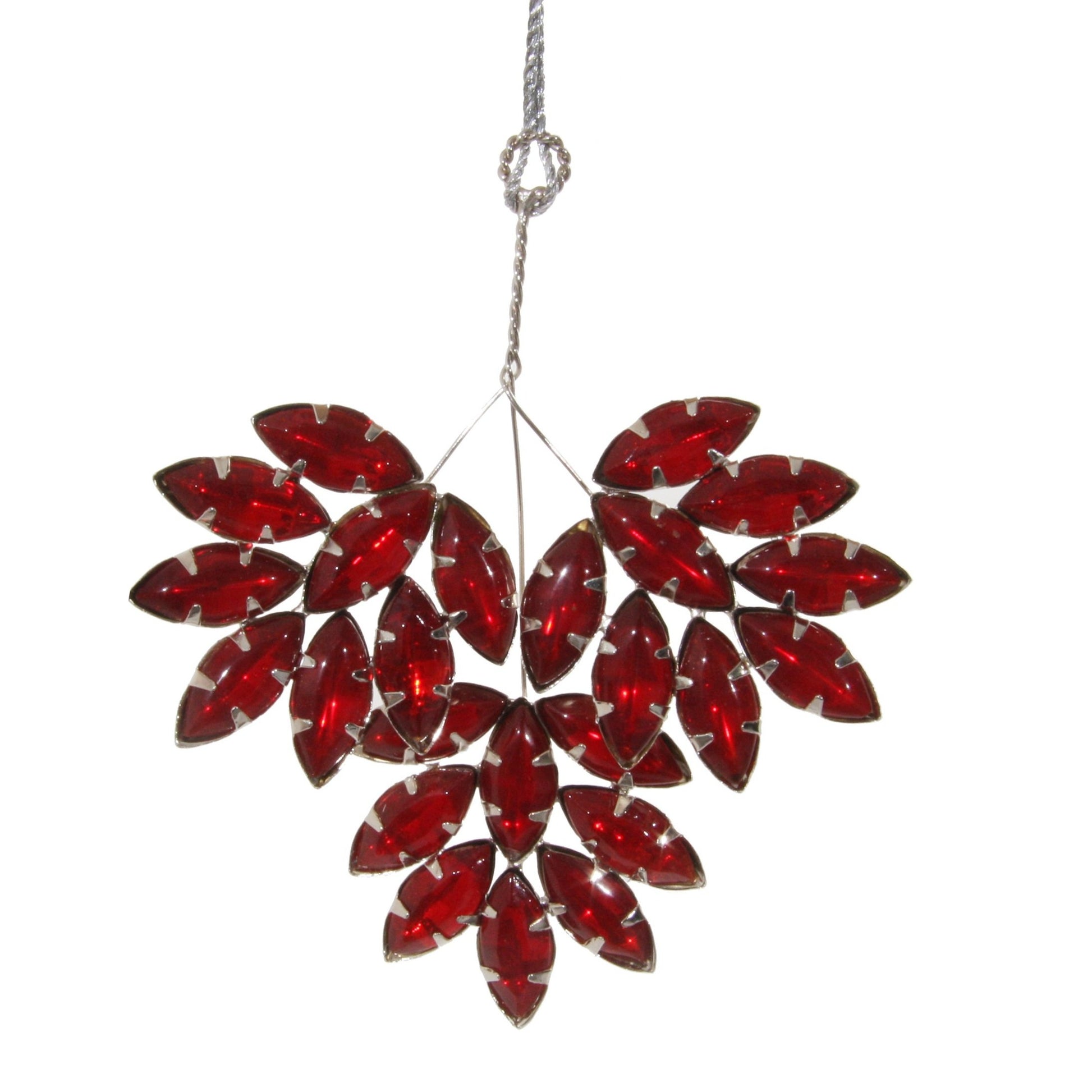 Shishi Red Jewel Leaf Christmas Hanging Ornament