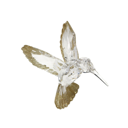 Gisela Graham Christmas Clear & Gold Glitter Hummingbird Hanging Ornaments