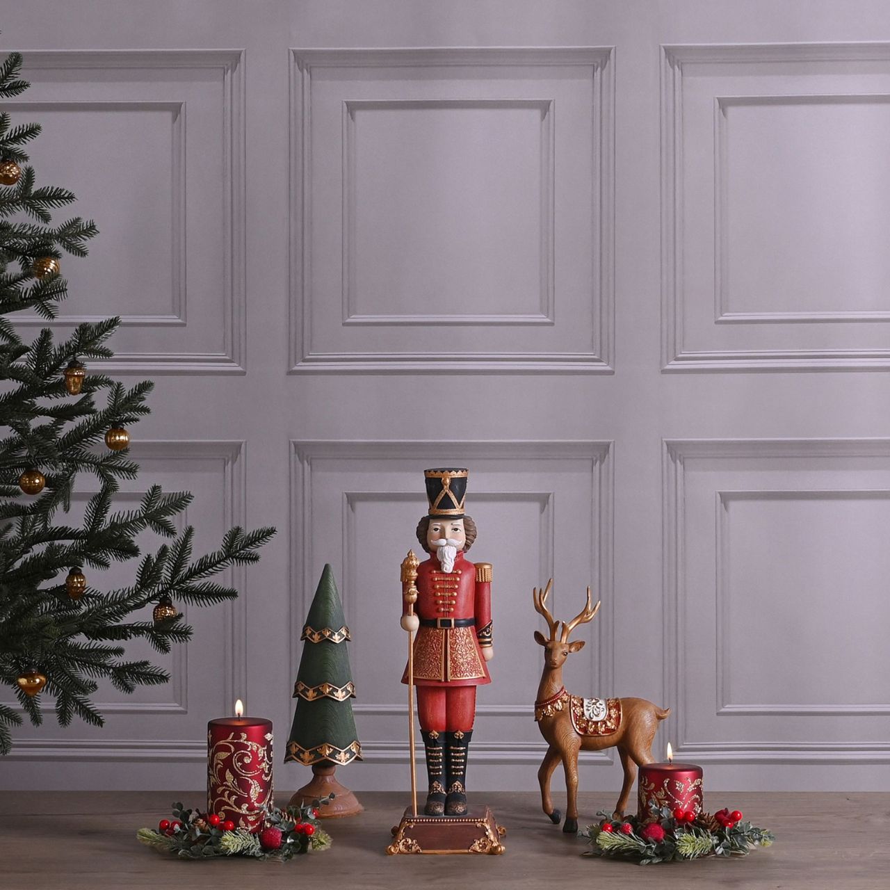Christmas Scandi Tree in Polyresin  A Christmas tree decoration.  This elegant Christmas tree is brimming with Scandi influence and makes a welcome addition to Winter Wonderlands at home.