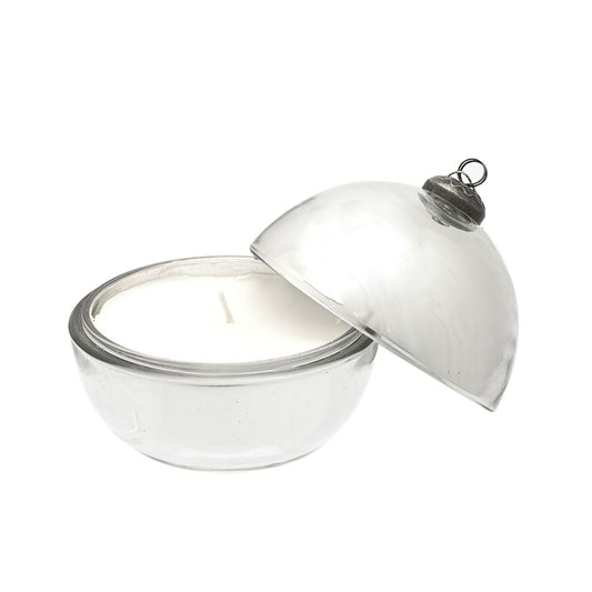 Silent Night Fragranced Glass Bauble Candle Christmas Silver  A Silent Night fragranced glass bauble candle.  This aromatic candle makes an eye-catching addition to homes during the festive season.