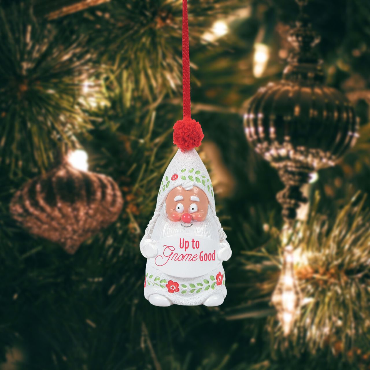 Christmas Snow Gnome Up to Gnome Good Hanging Ornament
