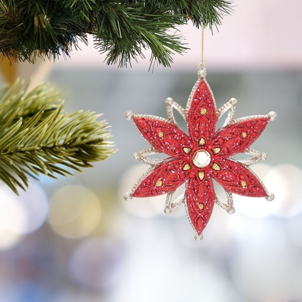 Kurt S Adler Christmas Snowflake Ornament Red & Gold  Kurt S Adler surprises Christmas lovers all over the world with thousands of new innovative items each year. They specialises in beautifully detailed Christmas Ornaments and holiday seasonal decor. The catchy collections are contemporary, attractive and of high quality.