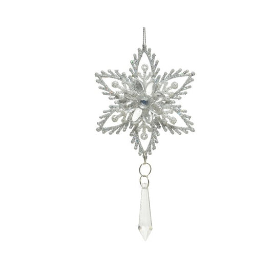 Kaemingk Christmas Snowflake with Silver Glitter Hanging Ornament  Kaemingk surprises Christmas lovers all over the world with thousands of new innovative items each year. They specialises in beautifully detailed Christmas Ornaments and holiday seasonal decor. The catchy collections are contemporary, attractive and of high quality.