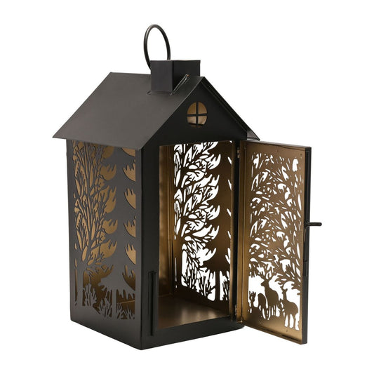 Stag Silhouette House Christmas Lantern Medium  A medium stag house silhouette lantern.  This enchanting lantern glistens with festive charm throughout the Christmas period.