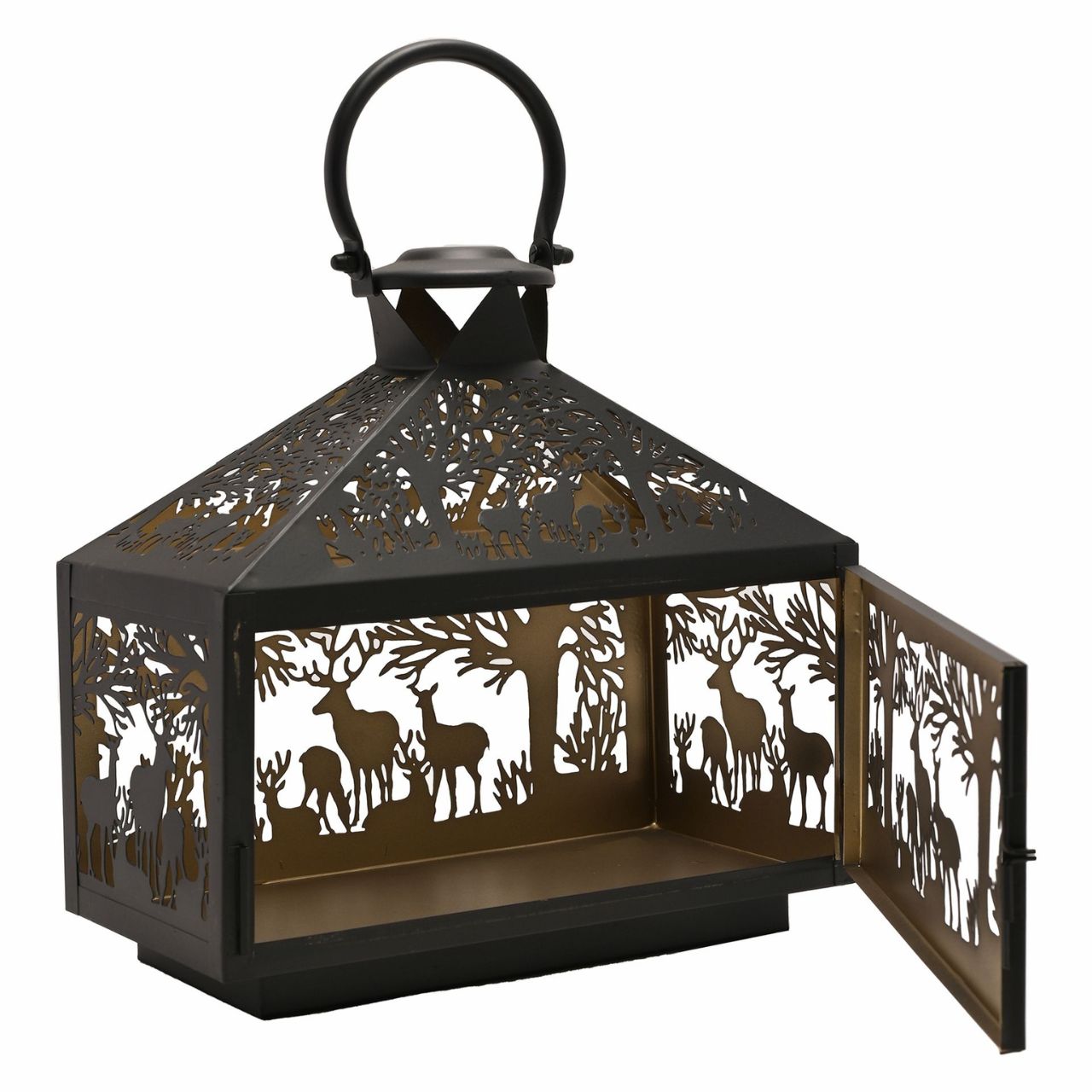 Stag Silhouette Christmas Lantern Rectangular  A rectangular stag silhouette lantern.  This enchanting lantern glistens with festive charm throughout the Christmas period.