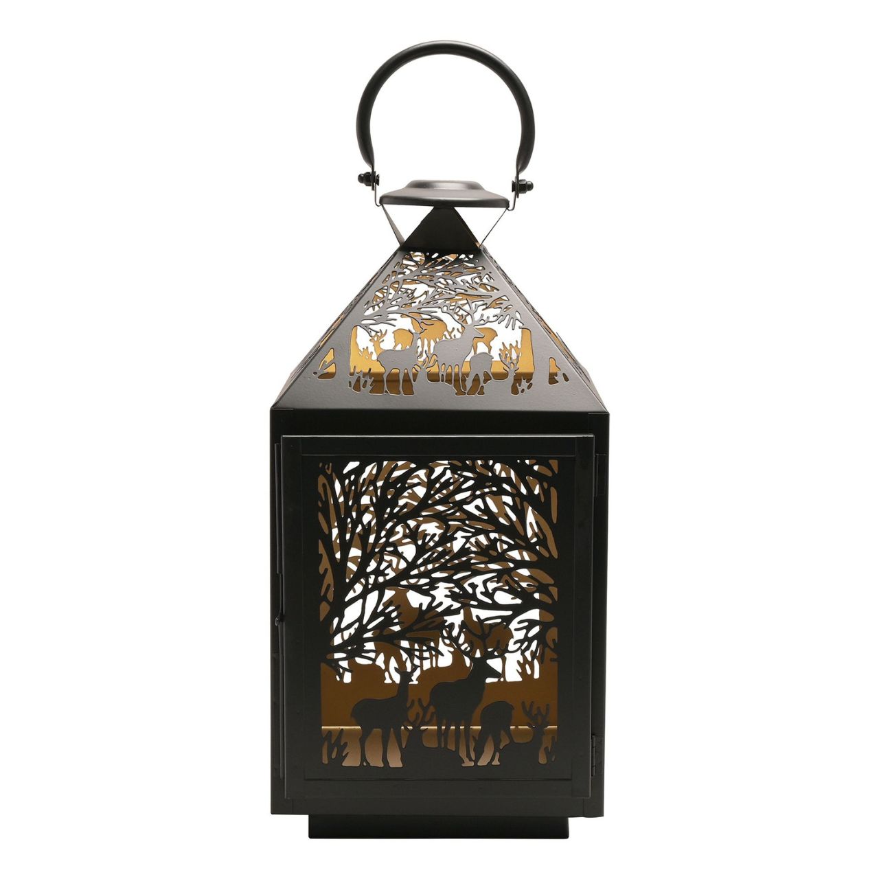 Stag Silhouette Christmas Lantern Square  A square stag silhouette lantern.  This enchanting lantern glistens with festive charm throughout the Christmas period.