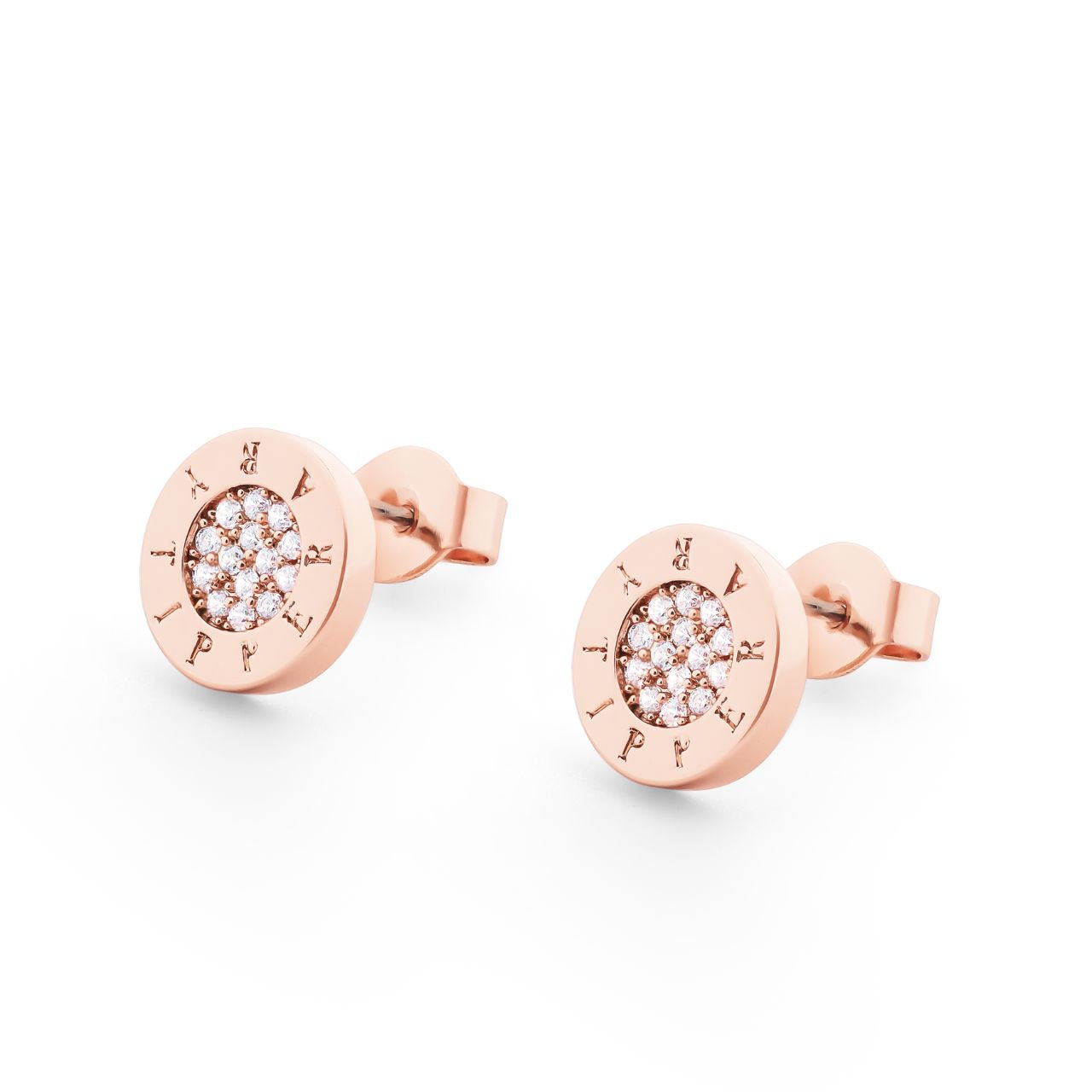 Circle Pave Rose Gold Stud Earrings by Tipperary Crystal