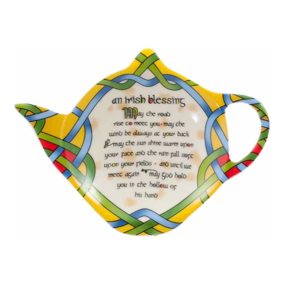 Clara Irish Blessing Tea Bag Holder  This Old Irish Blessing teabag holder was inspired by 9th century ancient Celtic manuscripts which would have been painted by monks onto vellum or calf skin.