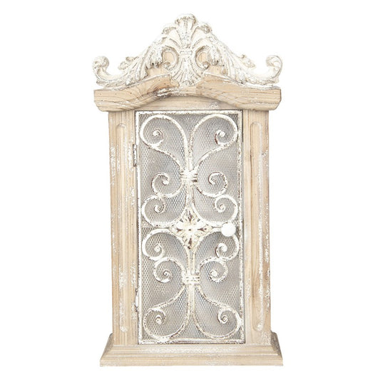 Clayre & Eef Country Style Brown Wood Wall Cupboard  Wall Cupboard 32*16*61 cm  Brown Wood Curls Rectangle