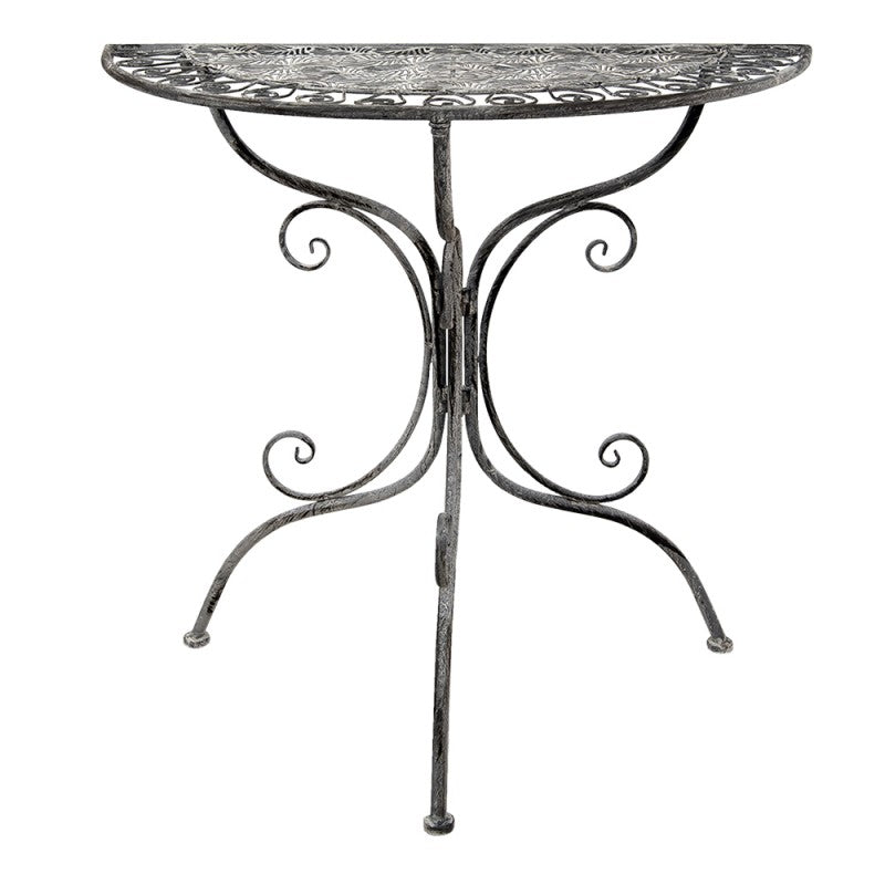 Clayre & Eef Country Style Grey Iron Wall Mounted Half Table  Sidetable 80*36*75 cm  Grey Iron Wall Mounted Table Half Table