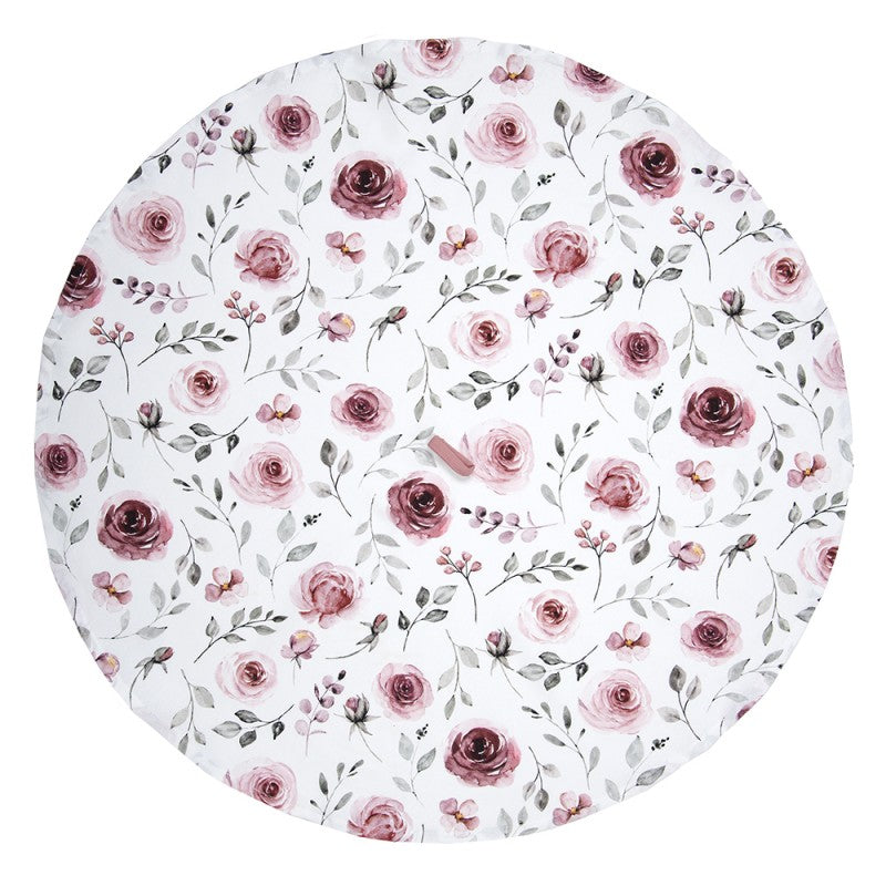 Clayre & Eef Country Style White Cotton Roses Round Kitchen Dishcloth