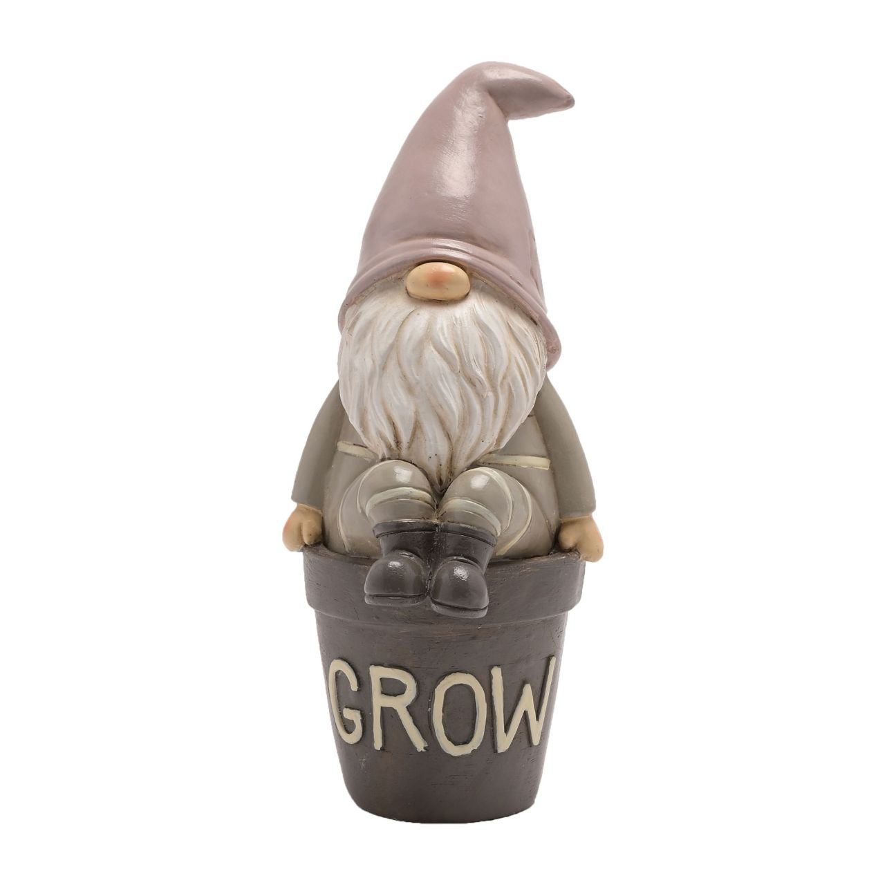 This fun-filled decoration will raise smiles and add character to gardens.  The hand painted resin garden decoration depicts a loveable gonk sitting upon a flowerpot that displays the word ‘Grow’ across the front. It showcases beautiful colouring throughout and offers versatile display options around the garden.