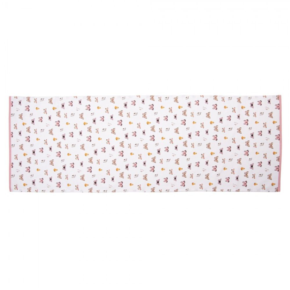 Clayre & Eef Beige Pink Cotton Table Runner Butterflies  Beautiful, decorative, colourful cotton table runner, with a pattern of butterflies, in a romantic style. Tablecloth
