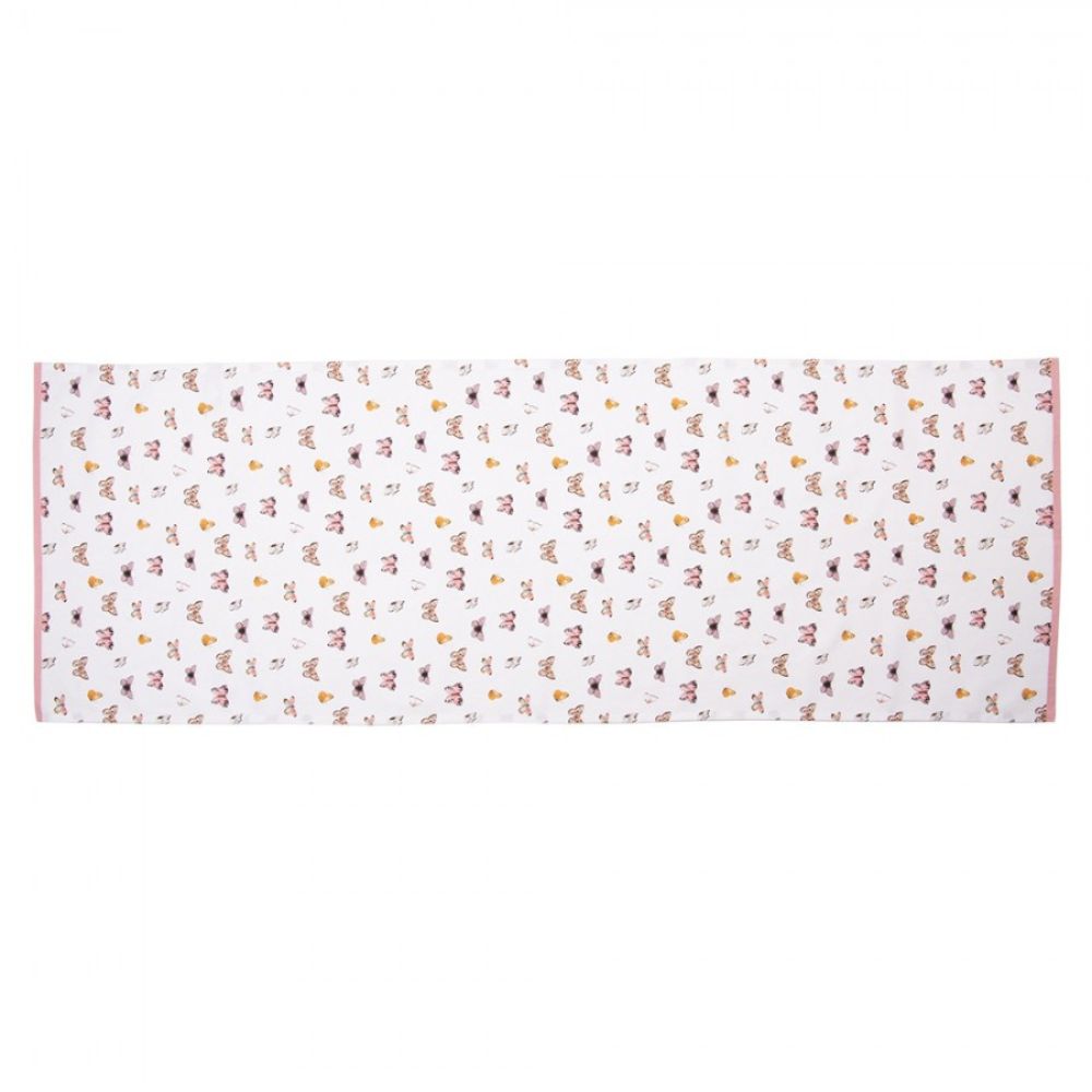 Clayre & Eef Beige Pink Cotton Table Runner Butterflies  Beautiful, decorative, colourful cotton table runner, with a pattern of butterflies, in a romantic style. Tablecloth