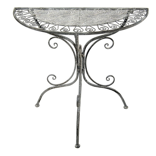 Clayre & Eef Country Style Grey Iron Wall Mounted Half Table  Sidetable 80*36*75 cm  Grey Iron Wall Mounted Table Half Table