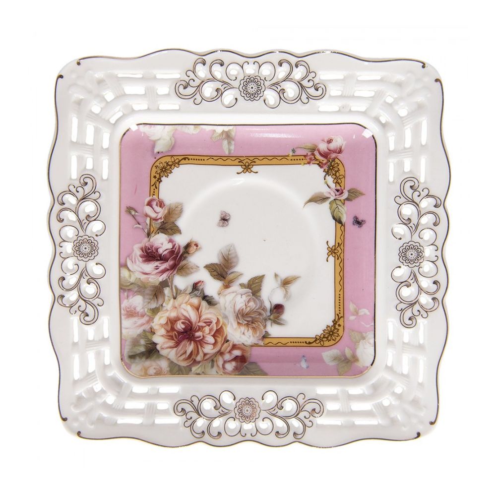 Clayre & Eef Romantic White Pink Porcelain Flowers Cup and Saucer  Clayre & Eef's Romantic White style cup and saucer with flowers is perfect for adding a homey, rustic touch to tea time.