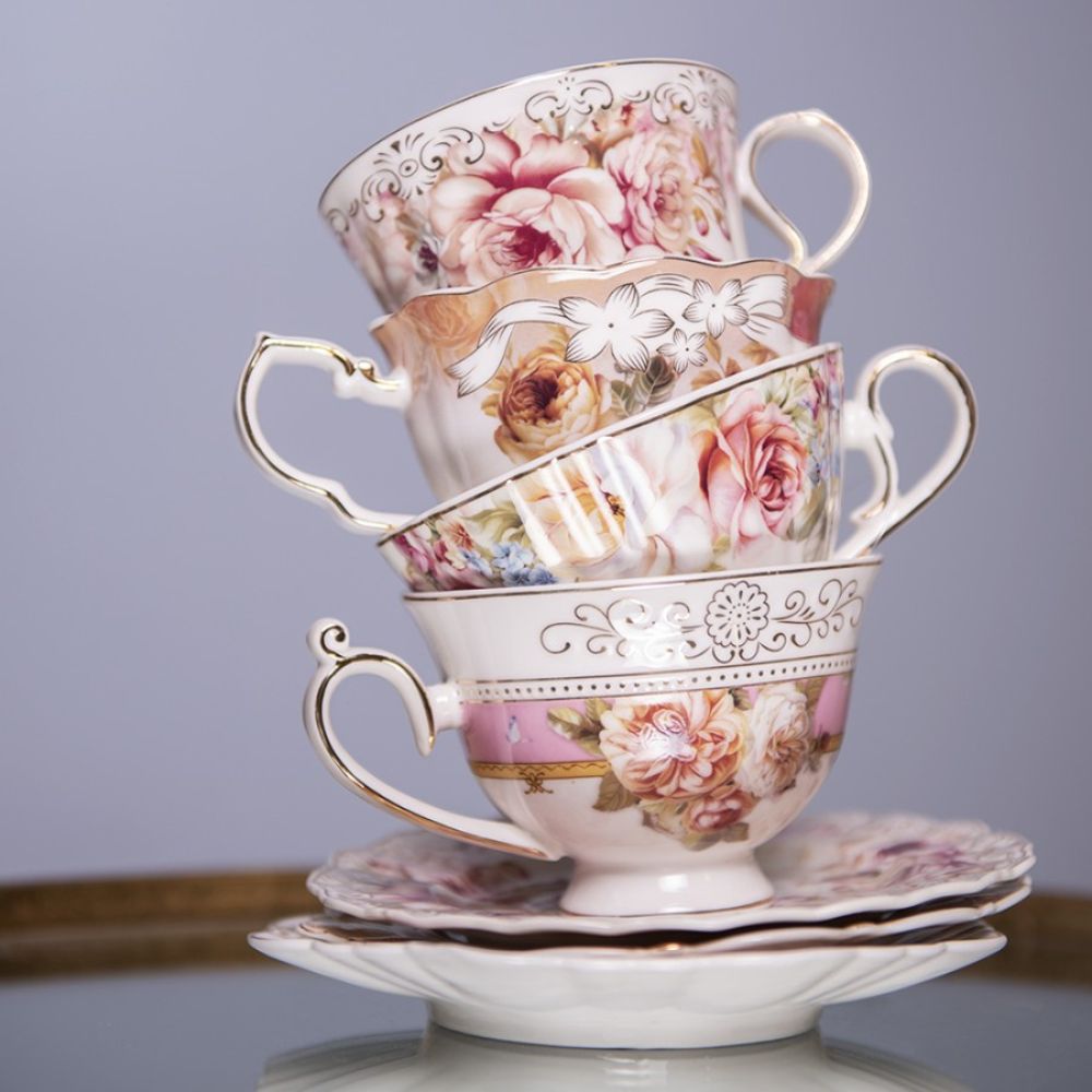 Clayre & Eef Romantic White Pink Porcelain Flowers Cup and Saucer  Clayre & Eef's Romantic White style cup and saucer with flowers is perfect for adding a homey, rustic touch to tea time.