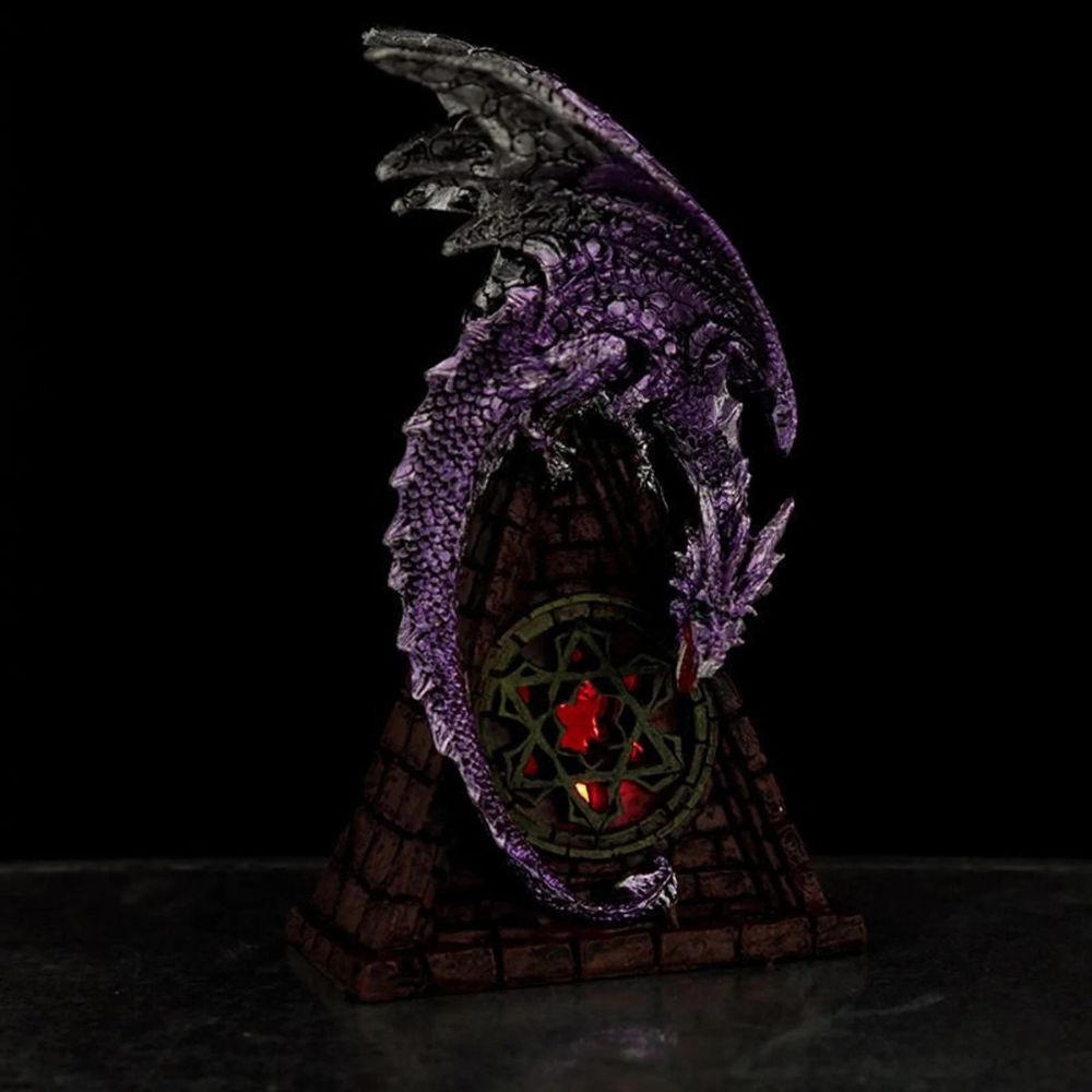 Dark Legends Dragon Stained Glass Window LED Dragon - Purple