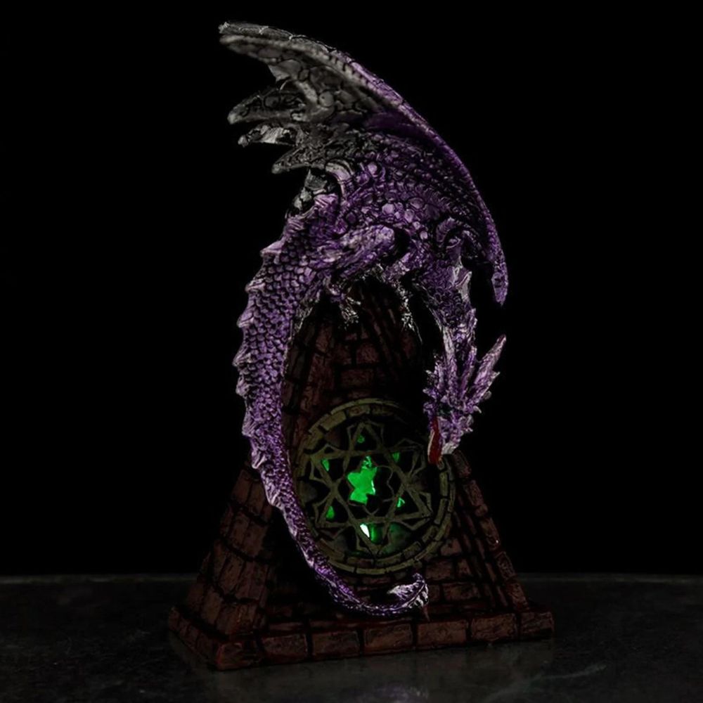 Dark Legends Dragon Stained Glass Window LED Dragon - Purple