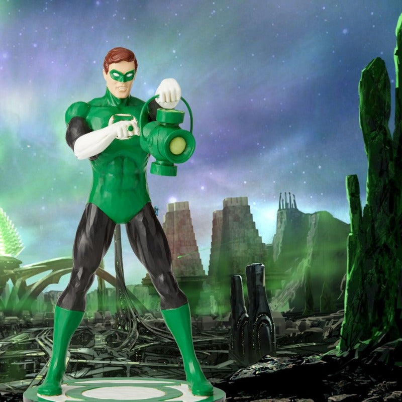DC Comics Emerald Gladiator Green Lantern Silver Age Figurine  DC Comics Justice League is a comprised of the worlds most iconic superheroes. Jim Shore celebrates The Green Lantern in an iconic pose in his signature wood carved look and folk art styling.