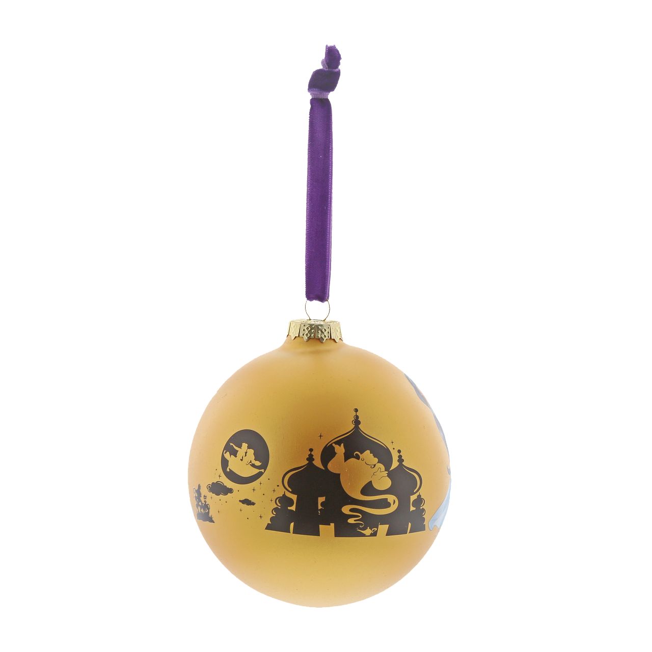 Disney Christmas Bauble Aladdin It's All So Magical  Jasmine from Disney's Aladdin can be found alongside Genie, Abu and the magic carpet in this beautiful glass bauble. This treasured keepsake would make a lovely unique gift for a friend, or a self-purchase to brighten up the home. Pre