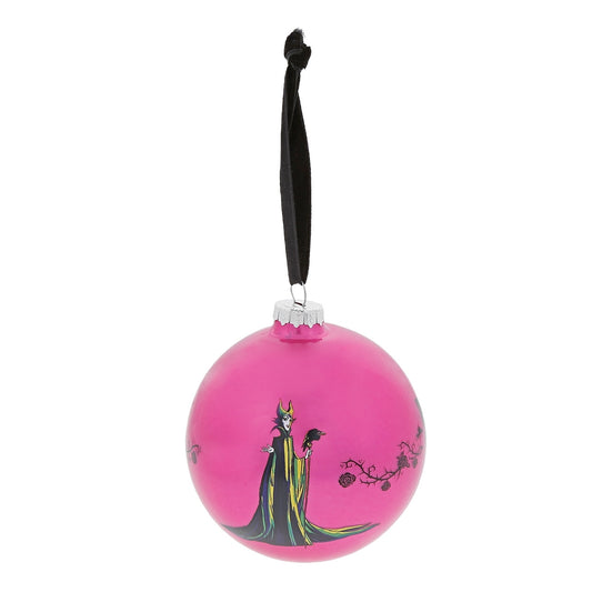 Disney Christmas Bauble Collection A Forest Of Thorns - Maleficent Bauble  The Mistress of Evil, Maleficent stands out against the Princess Aurora amongst a forest of thorns in this glass bauble. This fabulous Sleeping Beauty keepsake would make a lovely unique gift for a friend, or a self-purchase to brighten up the home. Presented in a branded window box.