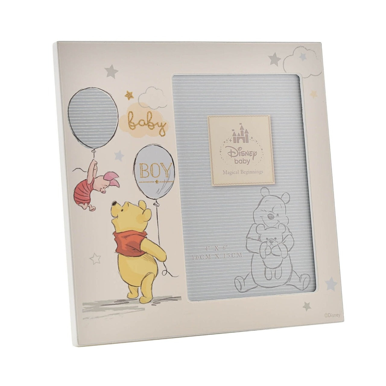 Disney Magical Beginnings 4" x 6" Photo Frame Pooh Baby Boy  Add a touch of Disney magic to their everyday with a wonderful Baby Boy frame from the Magical Beginnings Collection from Classic Disney.