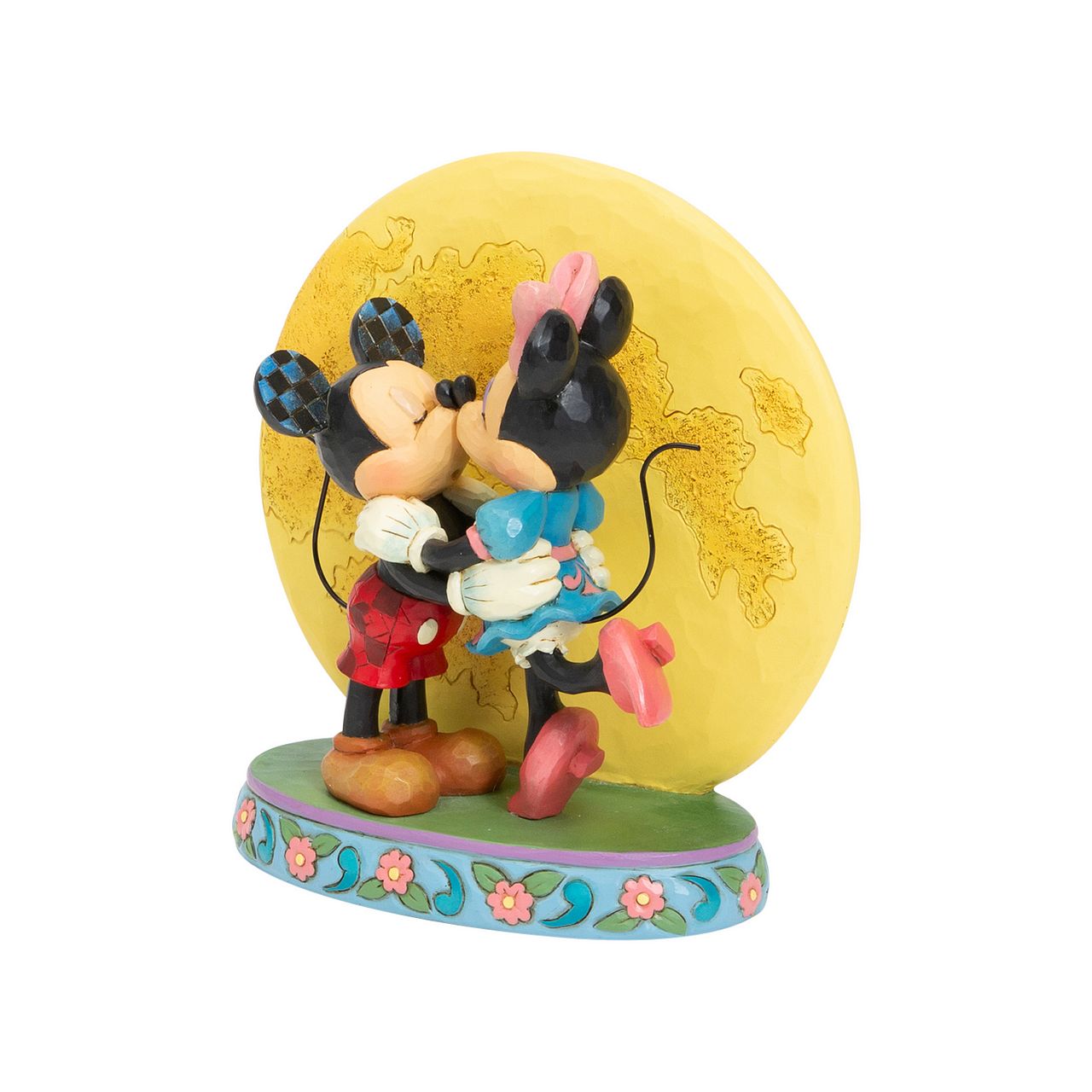 Jim Shore Magic and Moonlight Mickey and Minnie with Moon Figurine  This delightful figurine portrays Mickey & his sweetheart Minnie dancing in the moonlight. This refreshing piece celebrates springtime romance and is sure to be a hit with collectors.