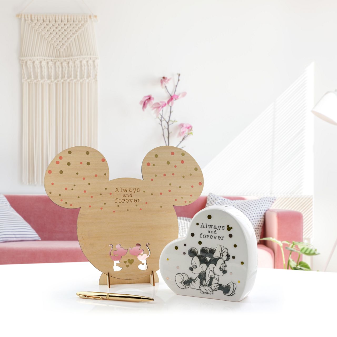 Disney Mickey and Minnie Mouse Money Bank  Save up those pennies for any special occasion with the perfect pair, Mickey and Minnie Mouse. Only available from the Enchanting Disney Collection and is a perfect gift for any occasion or as a treat for yourself. Featured here, is a beautiful ceramic money bank.