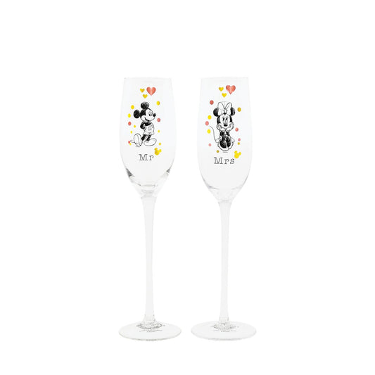 Mickey and Minnie Mouse Toasting Glasses  Raise a toast in true original Disney style with our Mickey and Minnie glasses. The set of two glasses are the perfect gift and keepsake for the happy couple to use for any fairy tale occasion. 