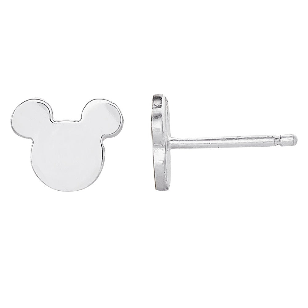 Disney Mickey Mouse Sterling Silver Silhouette Stud Earrings  Peers Hardy Disney Mickey Mouse Sterling Silver Stud Earrings  This classic adorable pair has a unique quality of Mickey Mouse silhouette.  Trendy and fashionable design, the Disney Mickey Mouse famous pose Sterling Silver Stud Earrings will add a chic, fun touch to any outfit.