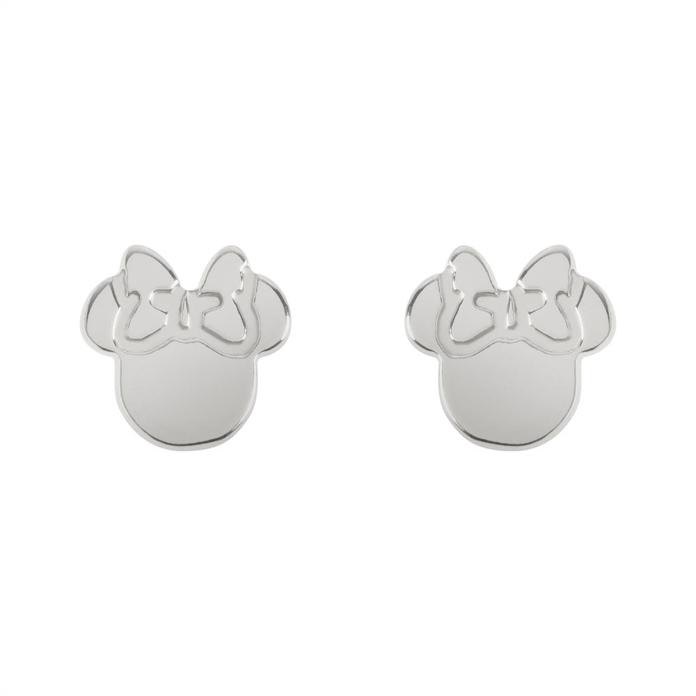 Disney Minnie Mouse Sterling Silver Silhouette Stud Earrings  Peers Hardy Disney Minnie Mouse Sterling Silver Stud Earrings  This classic adorable pair has a unique quality of Minnie Mouse silhouette.  Trendy and fashionable design, the Disney Minnie Mouse famous pose Sterling Silver Stud Earrings will add a chic, fun touch to any outfit.